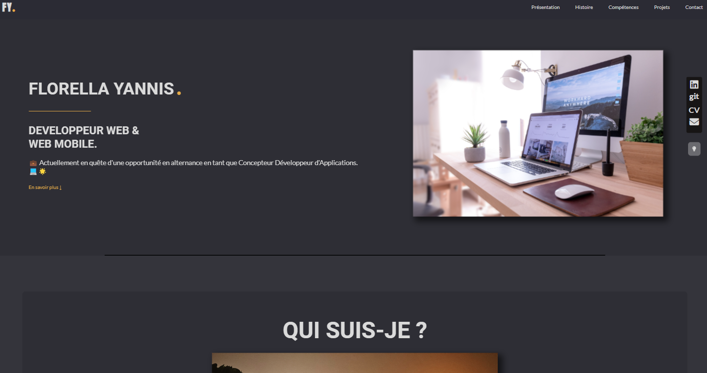 Aperçu de mon ancien portfolio avec un design moderne